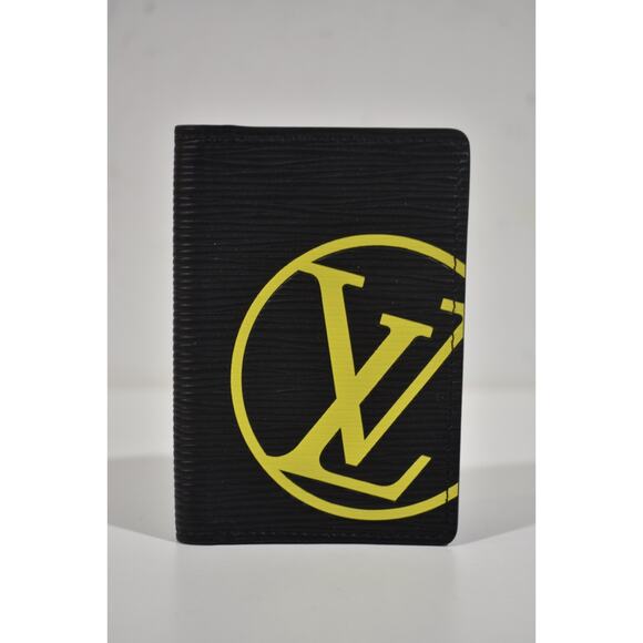 Louis Vuitton Black Epi Leather Yellow Monogram Logo Pocket Organizer Wallet - Picture 2 of 7